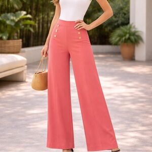 New Jules & Leopold Rose Wide-Leg High-Waist Pants with Buttons size S